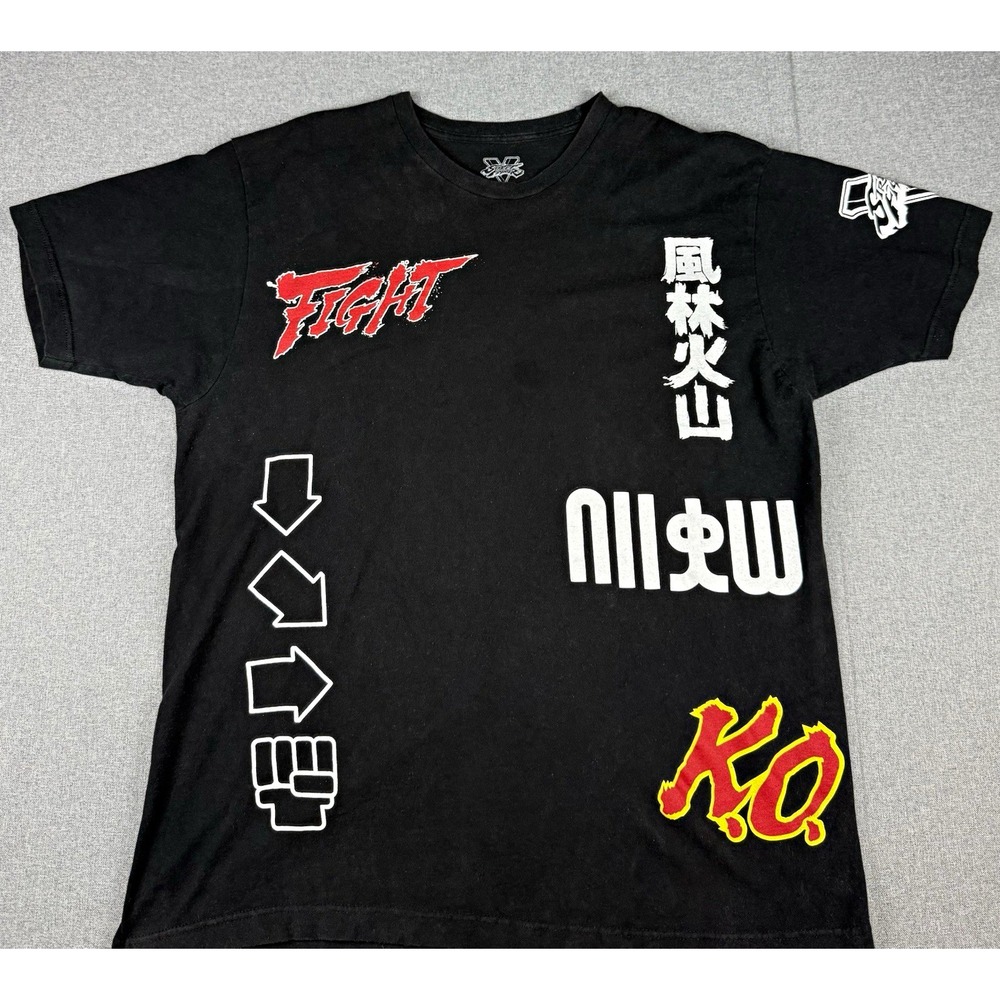Street Fighter V Mens XL T Shirt Black Capcom Bioworld Fight KO Gaming Graphic